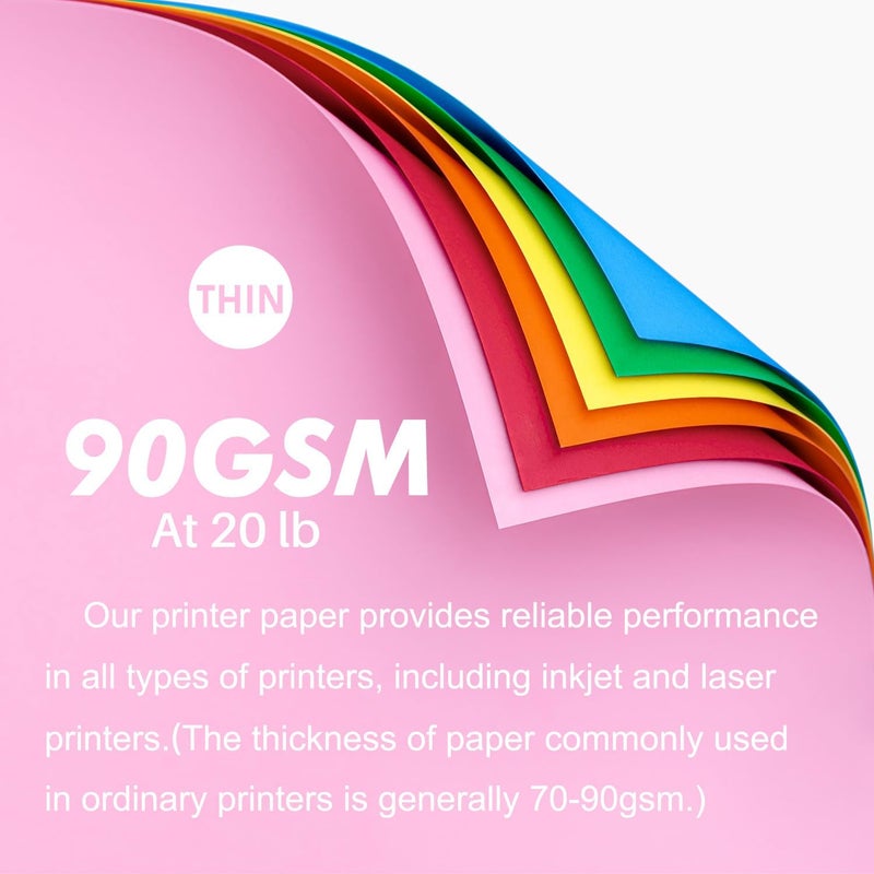 Magecubiku Colored Copy&Print Paper 8.5X11 Inches,180 Sheets 9 Colors Rainbow A4 Printer Paper 20 lb/90GSM Colored Origami Paper for Cutting DIY Kids Art Craft - Image 3